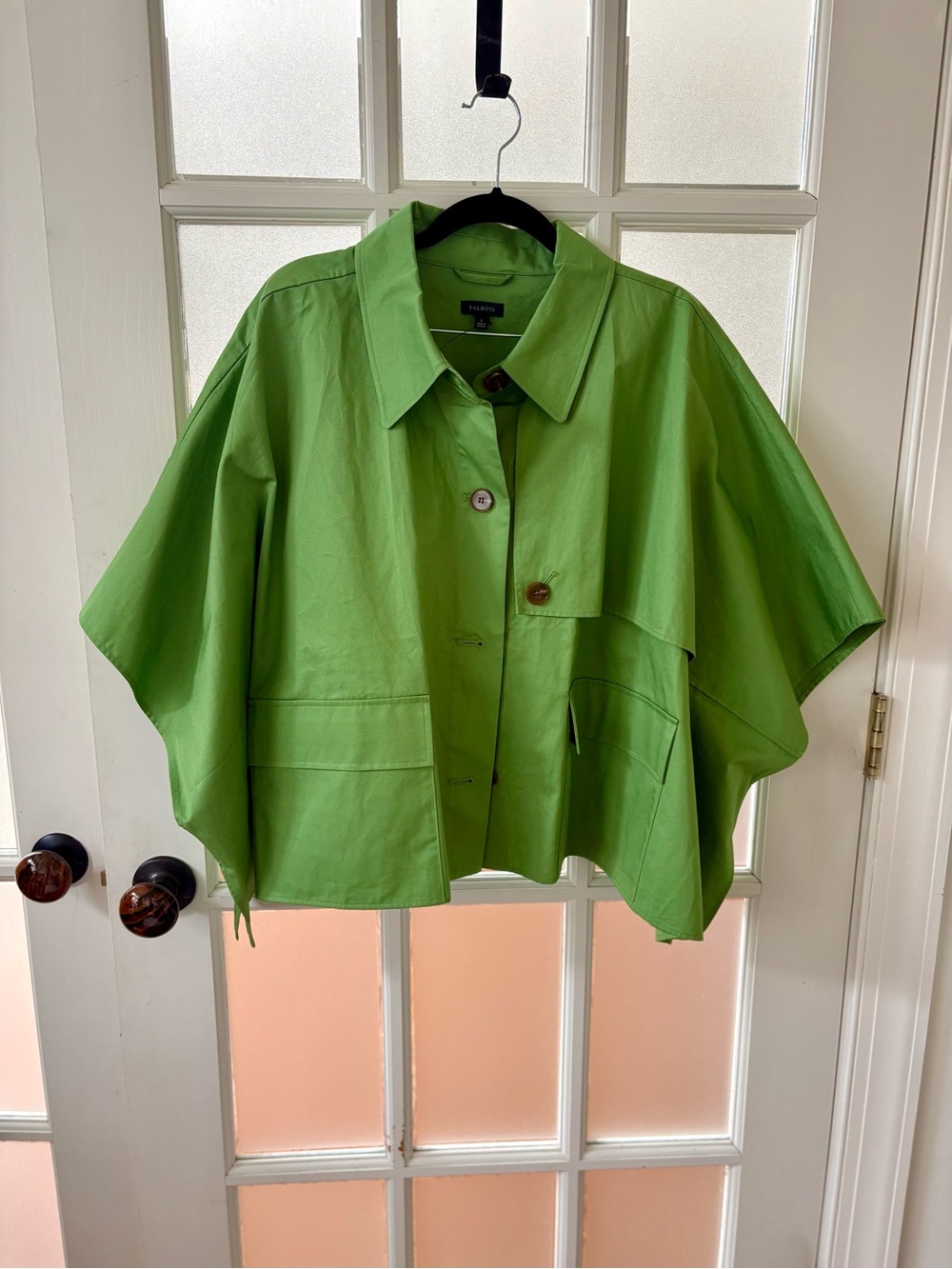 Talbots Green Boxy Cape Jacket - Bright Green - Picture 3 of 6